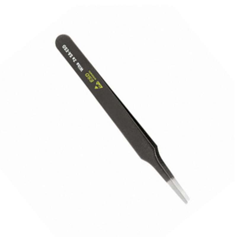 ESD-Safe Style 2A-SA Stainless Steel Anti-Magnetic Tweezers with Flat Round Tips, 4-3/4"